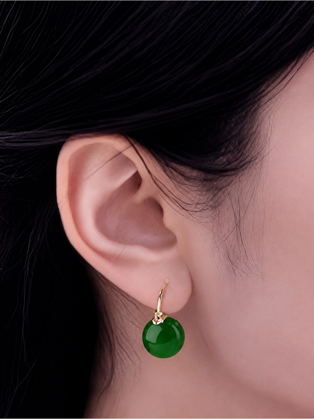 Anthropologie Gold Hook Green Jade Drop Earrings - Women Jewelry